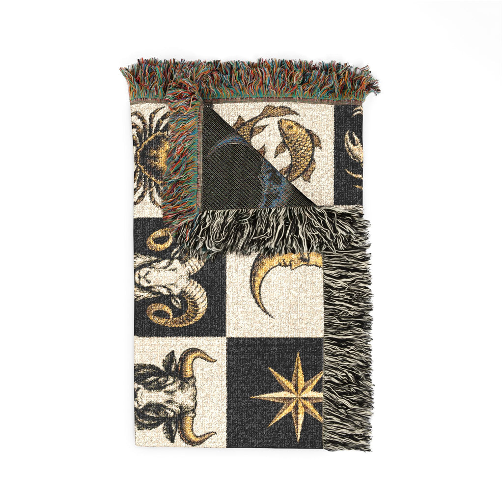 Zodiac Checkerboard Woven Blanket Printify