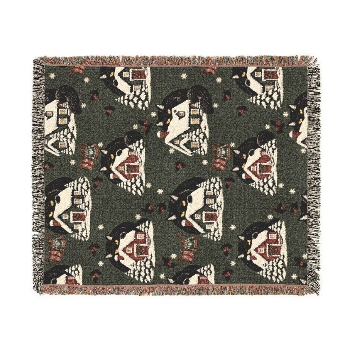 Christmas Yule Cat Woven Blanket, alternate view