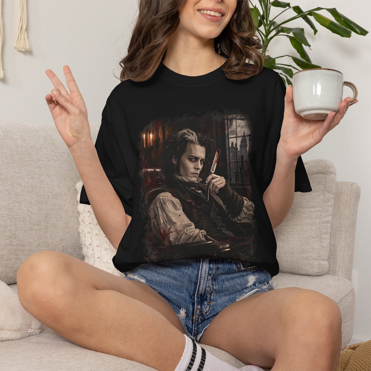 Sweeney Todd Portrait T-Shirt in Black, alternate view