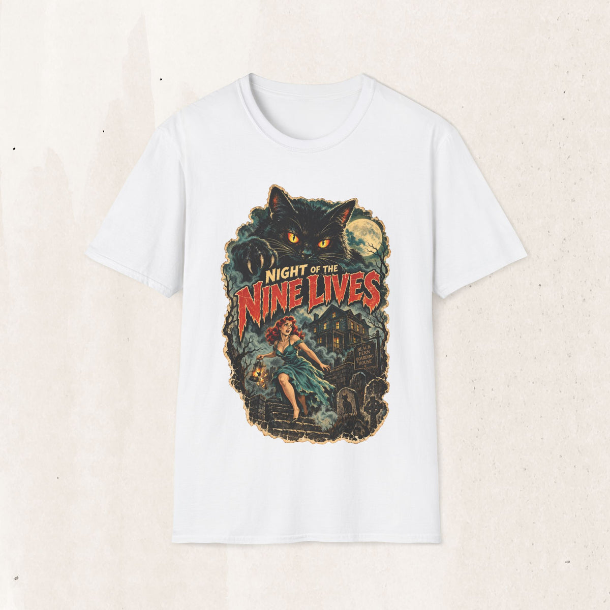 Night of the Nine Lives Cat Graphic T-Shirt