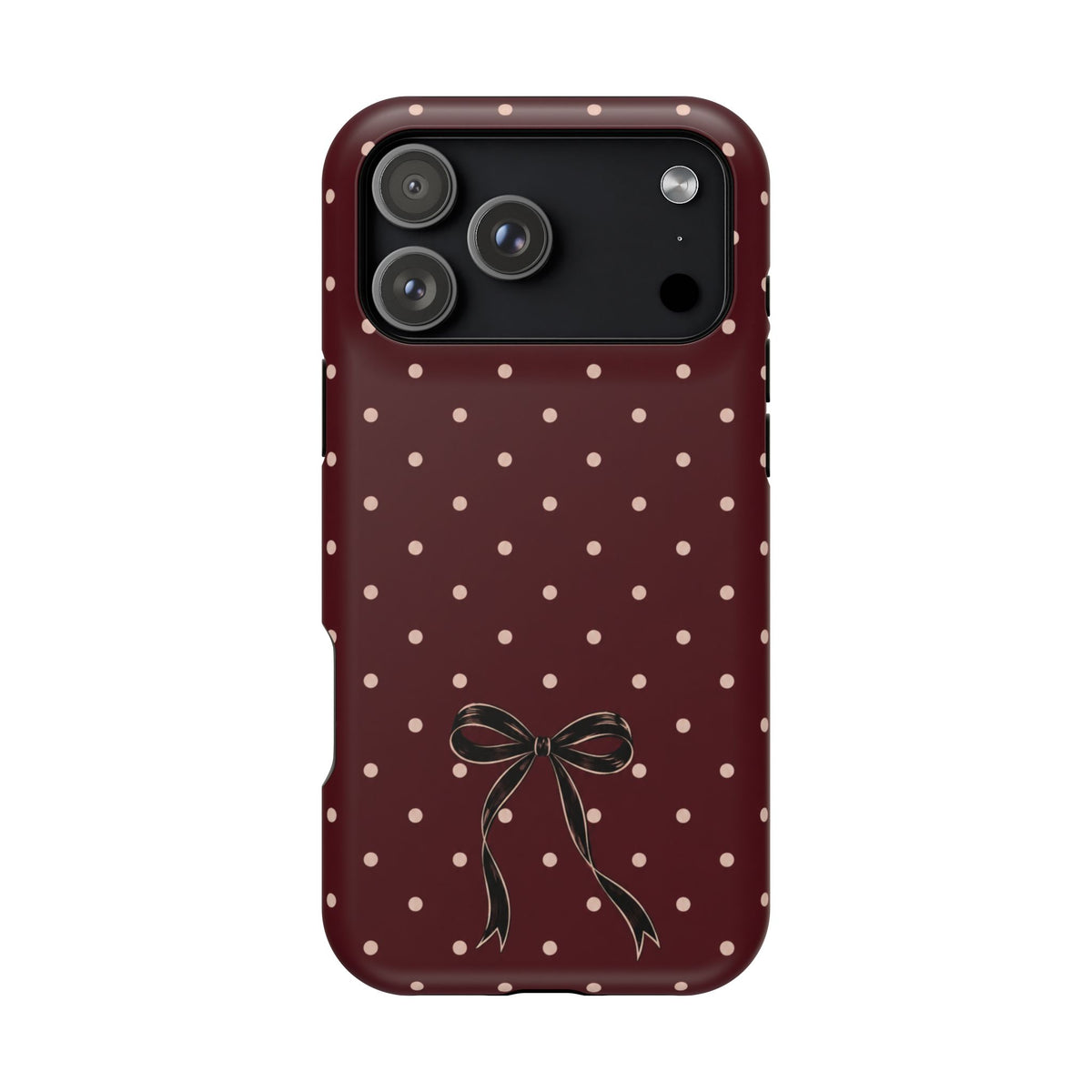 Burgundy Polka Dot Magnetic Phone Case, alternate view