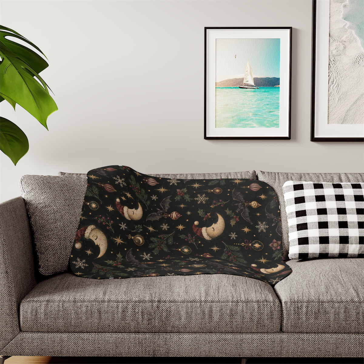 Celestial Christmas Night Sherpa Blanket