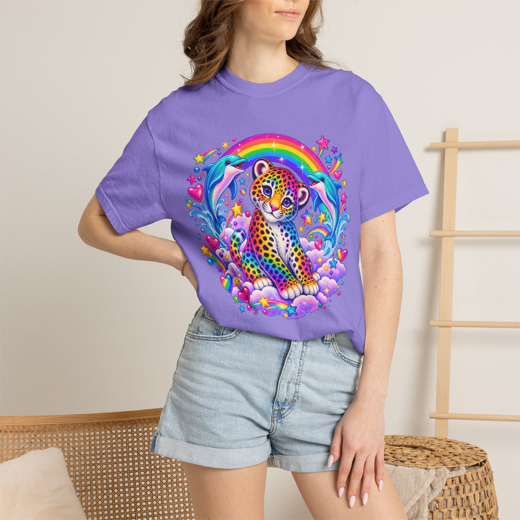 Lisa Frank Inspired Leopard Rainbow Tee