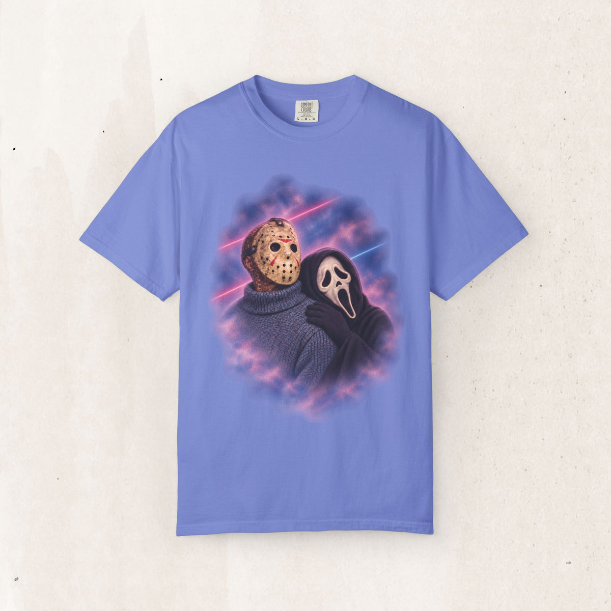 Jason Voorhees & Ghostface 80s Portrait Tee – Flo Blue