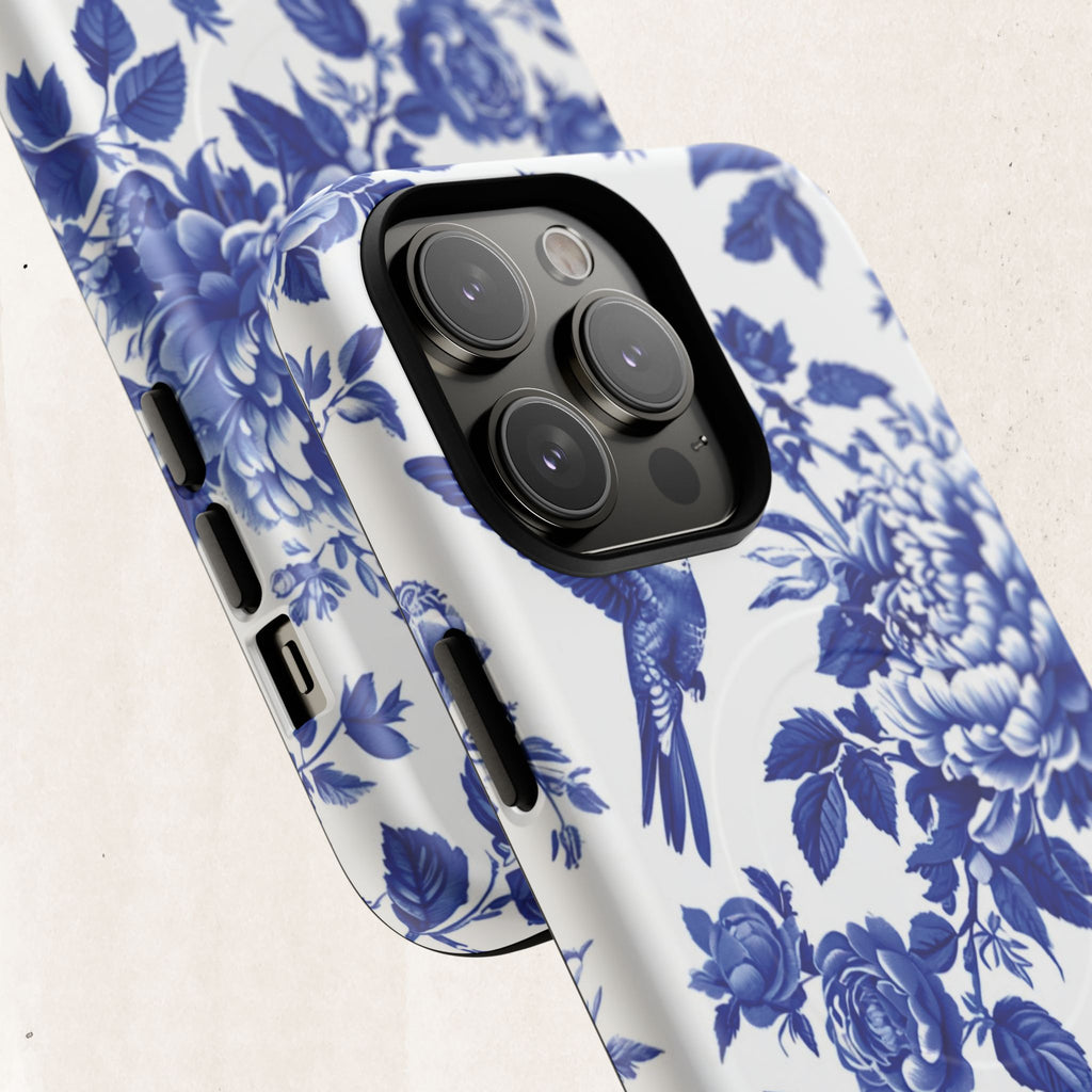 Blue Floral Bird Tough Magnetic Phone Case
