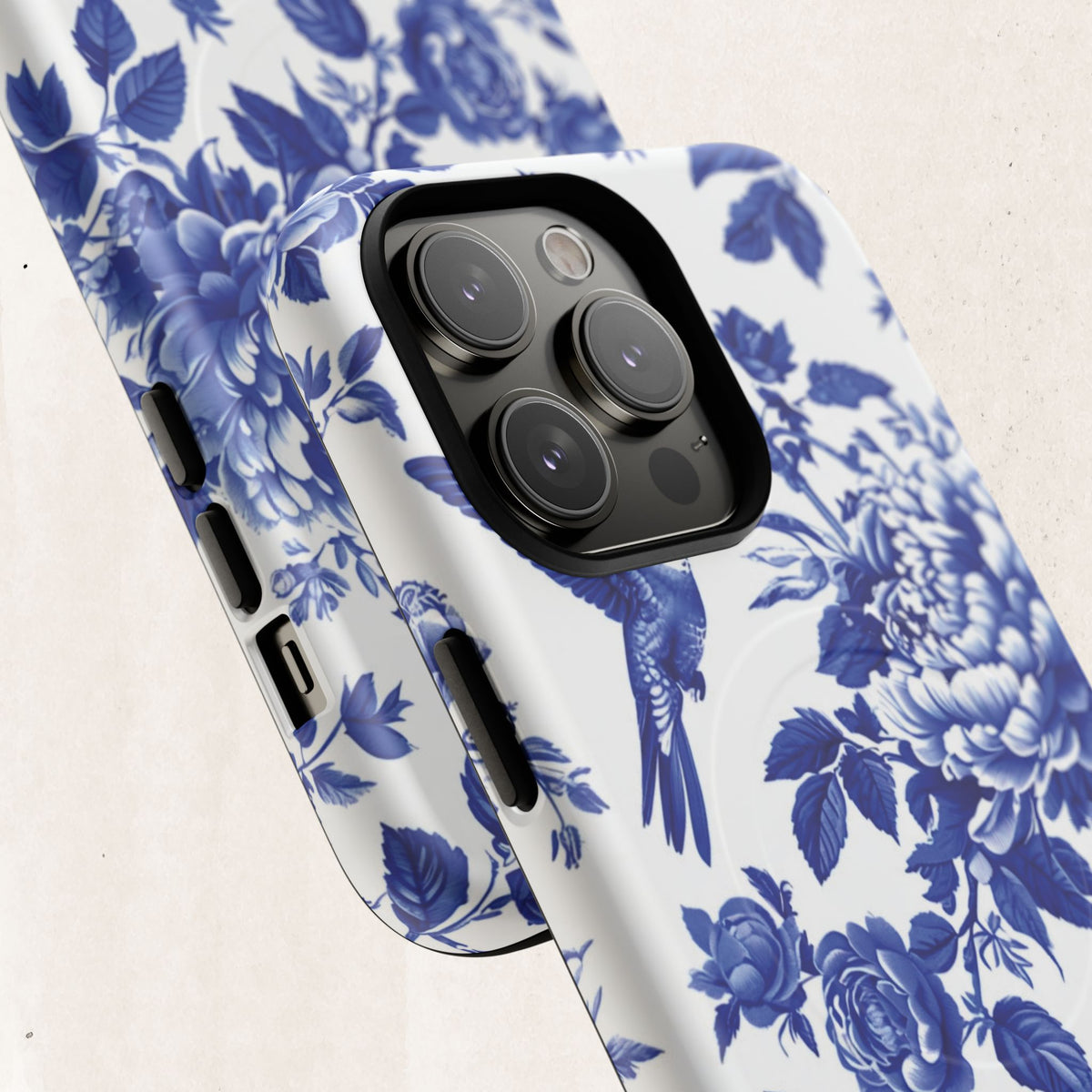 Blue Floral Bird Tough Magnetic Phone Case