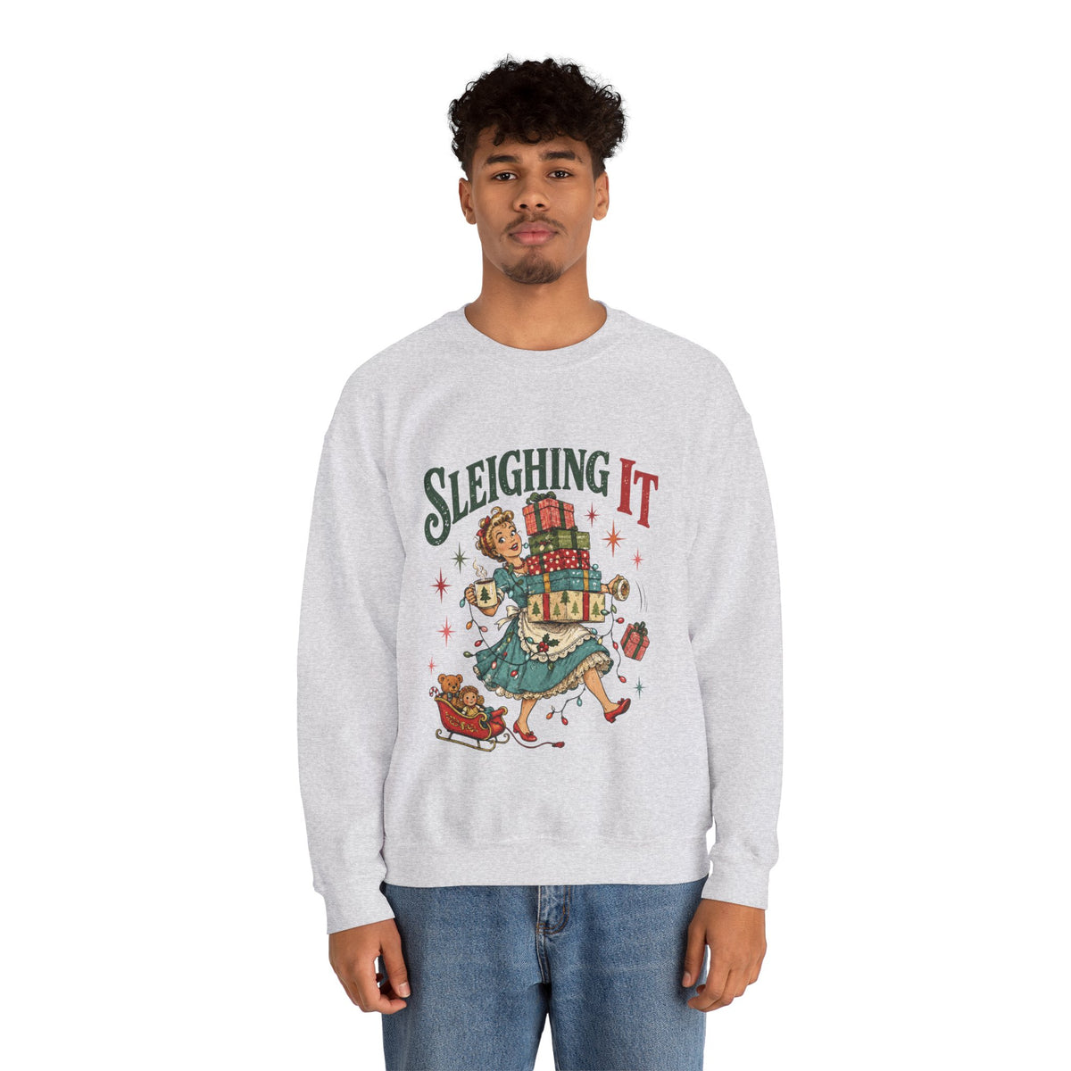 Sleighing It Christmas Sweatshirt in Ash, alternate view