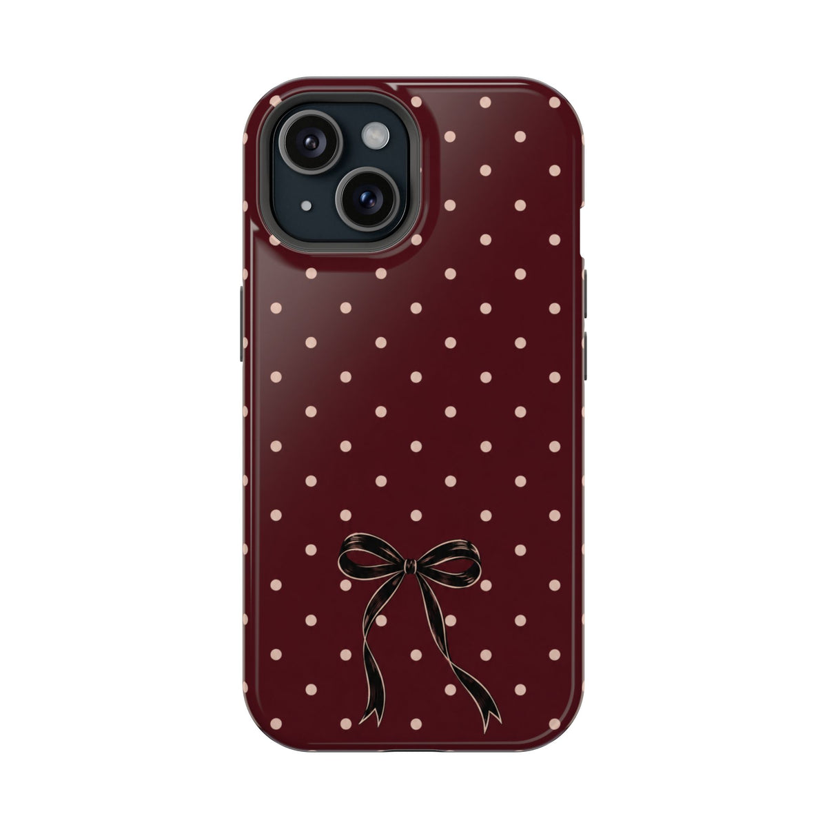 Burgundy Polka Dot Magnetic Phone Case, alternate view