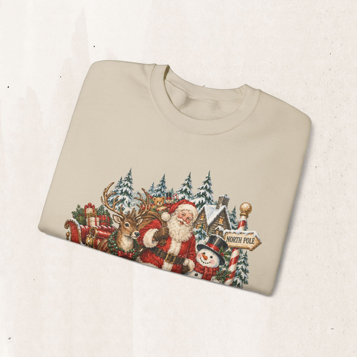 Santa and snowman vintage woodland Christmas sweatshirt