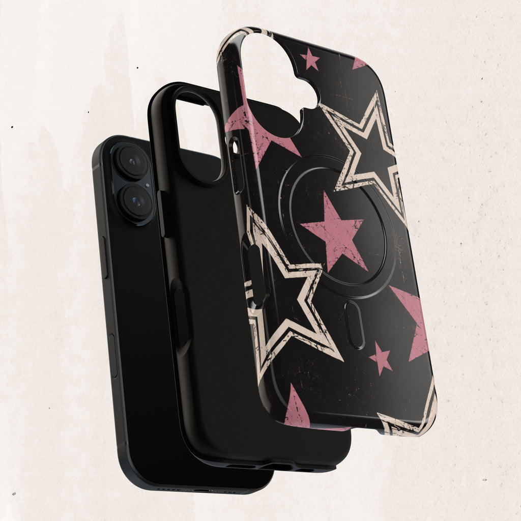 Magnetic Phone Case — Pink Retro Stars Tough Protective Cover Printify