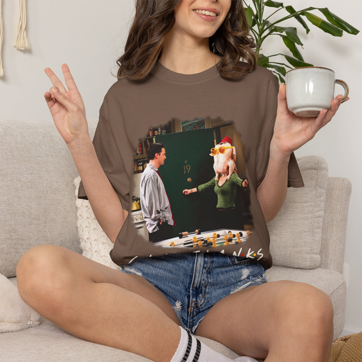 Give Thanks FRIENDS Thanksgiving Tee in Black, alternate view