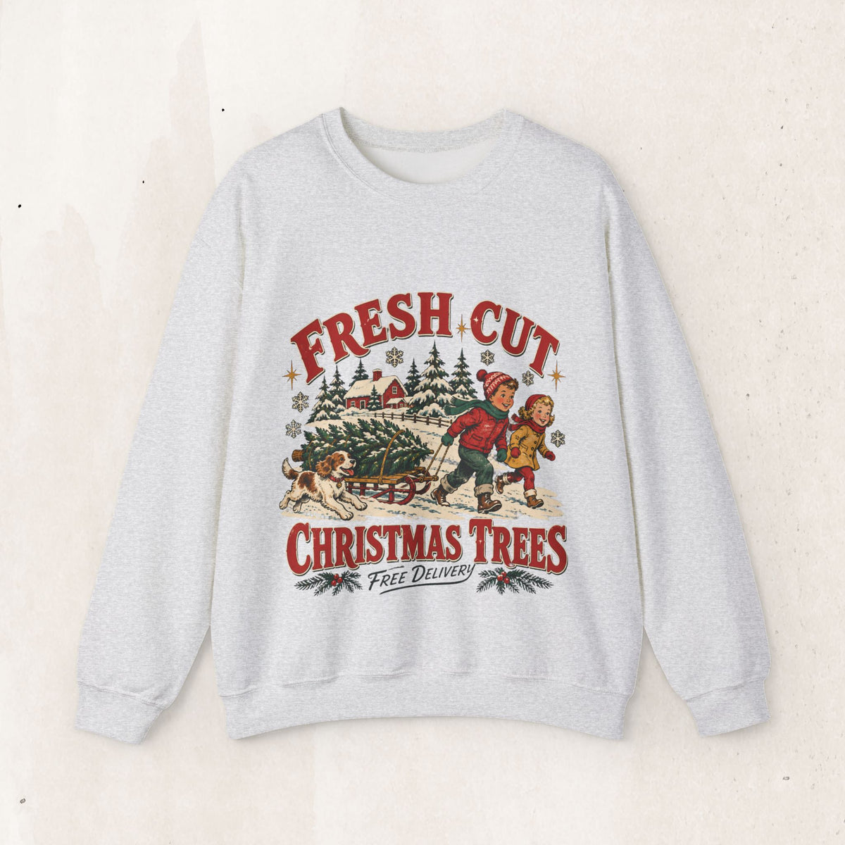 Fresh Cut Christmas Trees Sweatshirt, Vintage Christmas Tree Farm Crewneck