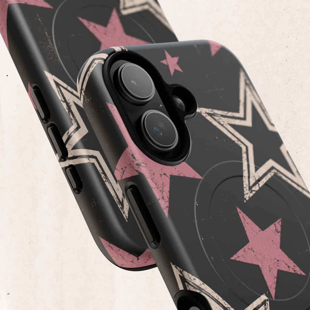Magnetic Phone Case — Pink Retro Stars Tough Protective Cover Printify