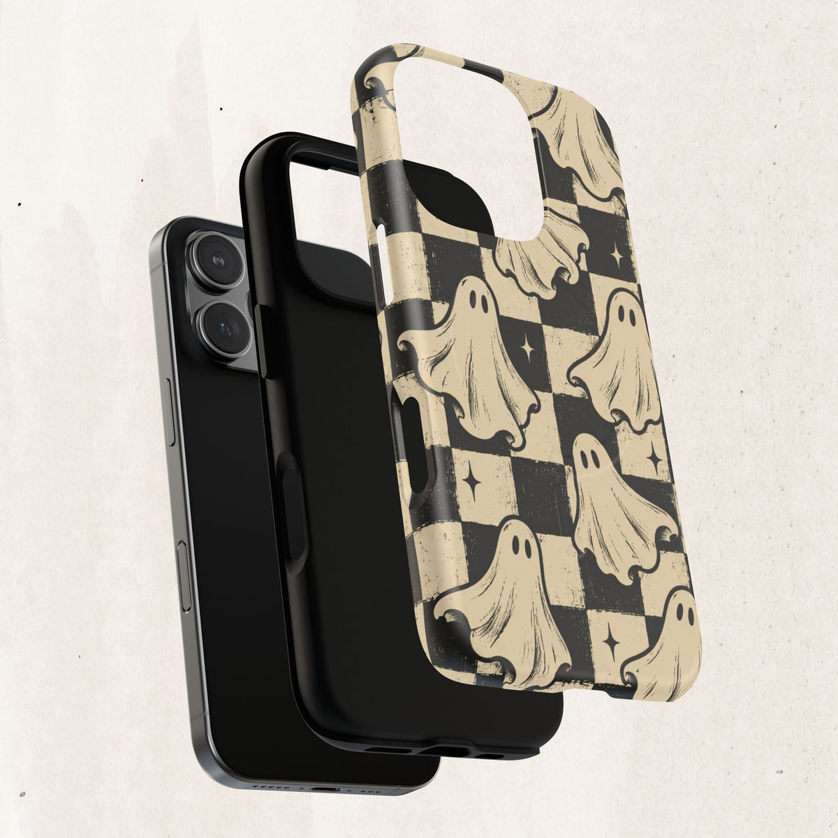 Ghost Checker Tough Magnetic Phone Case — Retro Spooky iPhone Cover Printify