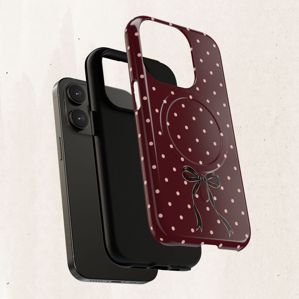 Burgundy Polka Dot Magnetic Phone Case Printify