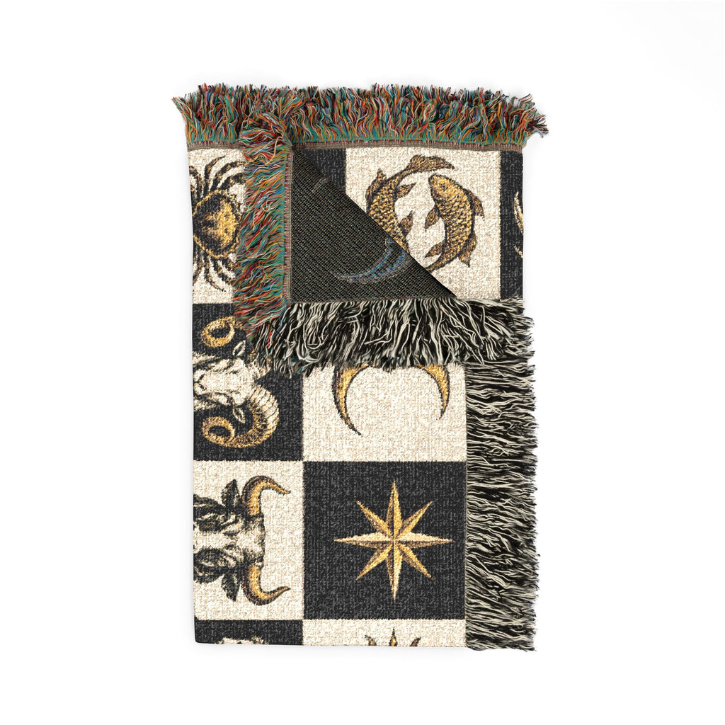 Zodiac Checkerboard Woven Blanket Printify