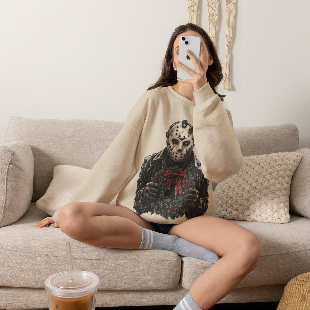 Jason Vorhees Christmas Wreath Crewneck Sweatshirt