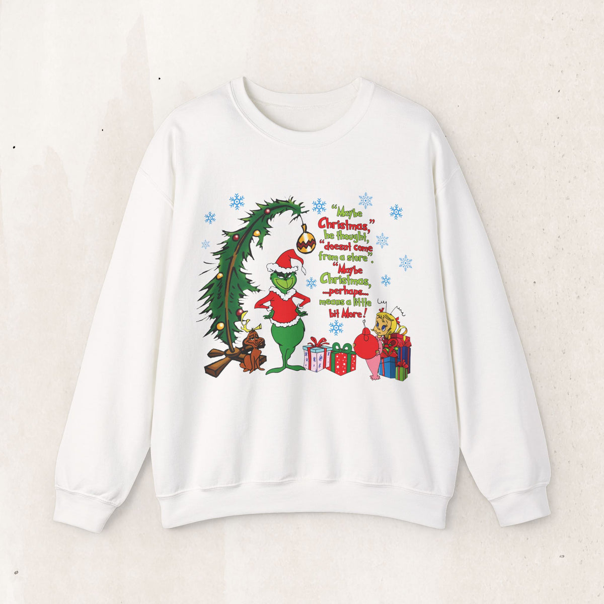 Christmas Tree and Snowman Sweatshirt, Festive Holiday Crewneck