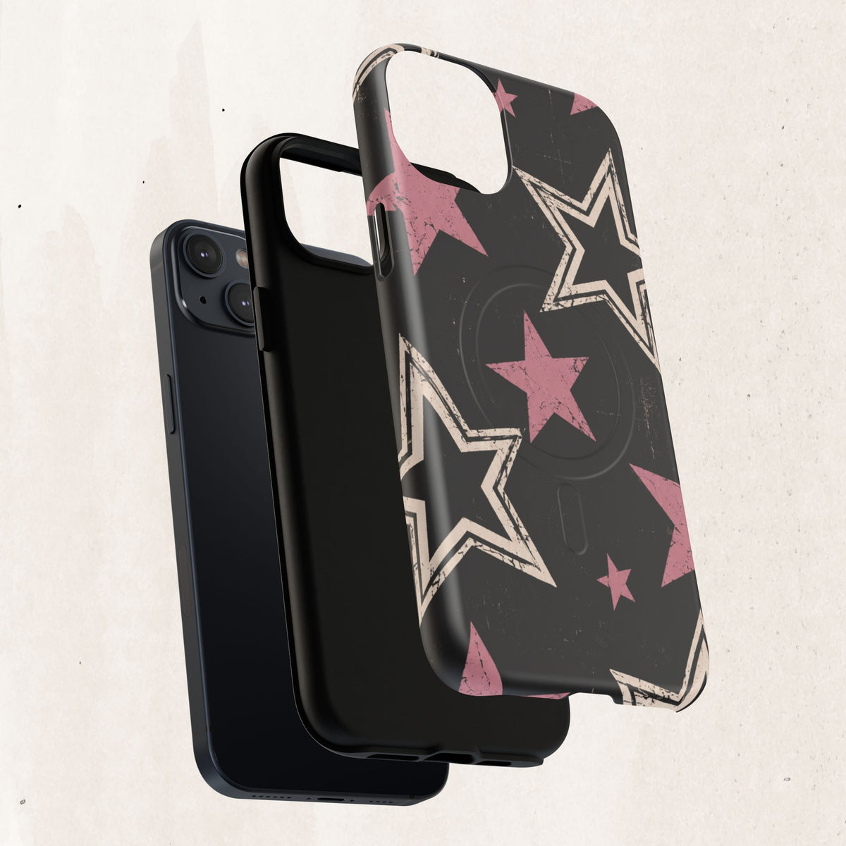 Magnetic Phone Case — Pink Retro Stars Tough Protective Cover Printify