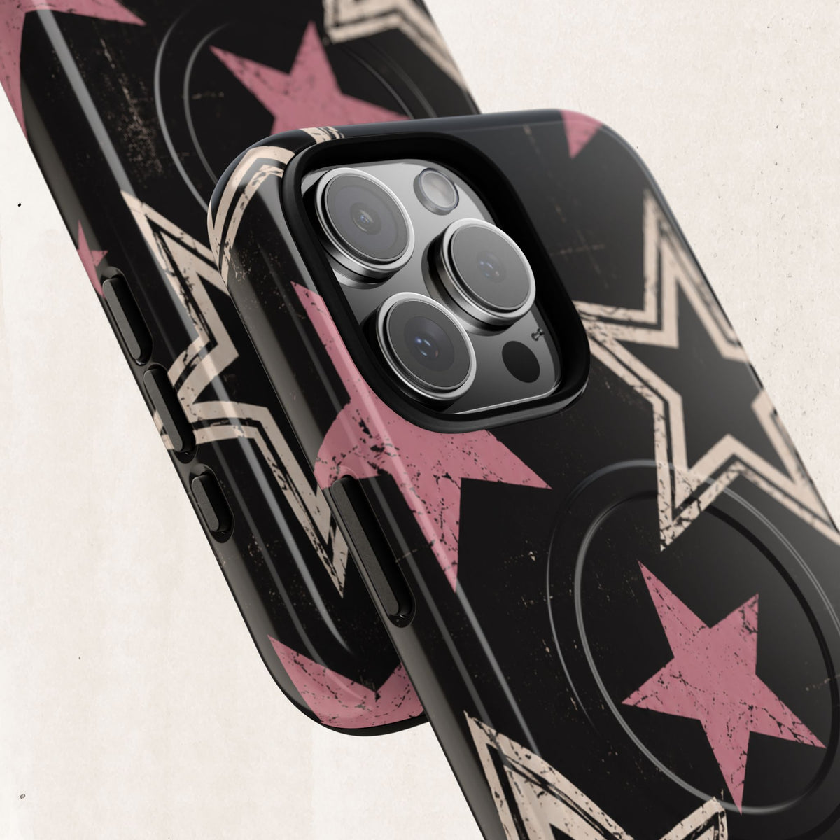 Magnetic Phone Case — Pink Retro Stars Tough Protective Cover Printify
