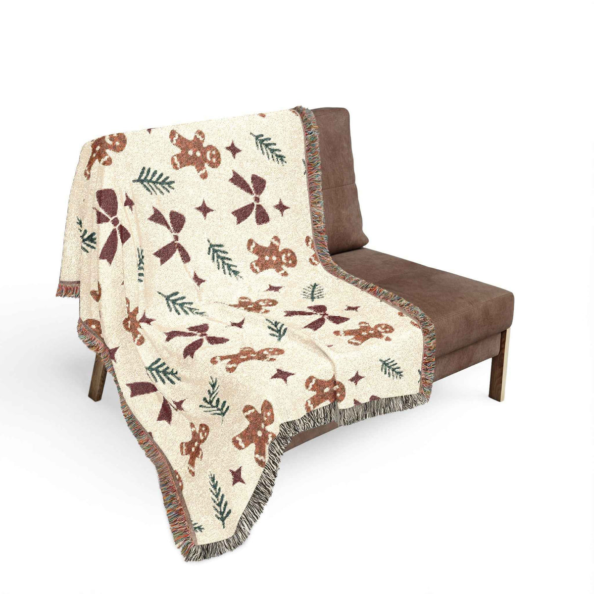 Gingerbread Holiday Woven Blanket, alternate view