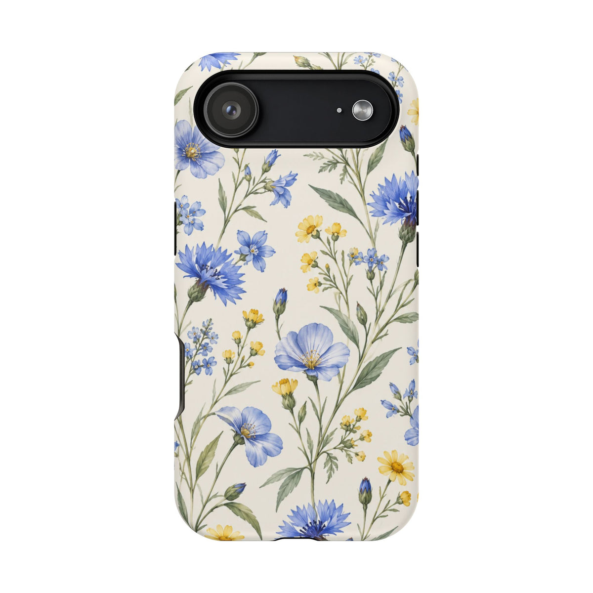 Floral Blue Cornflower Tough Magnetic Phone Case, alternate view