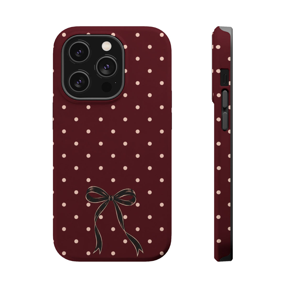 Burgundy Polka Dot Magnetic Phone Case, alternate view