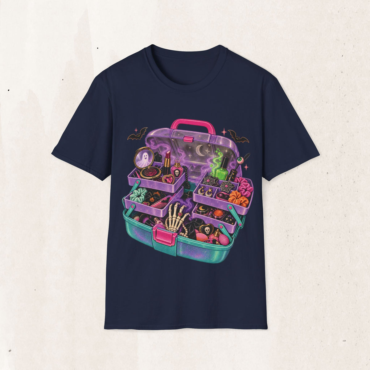 Witchy Makeup Case T‑Shirt — Spooky CABOODLE Kit Graphic Tee