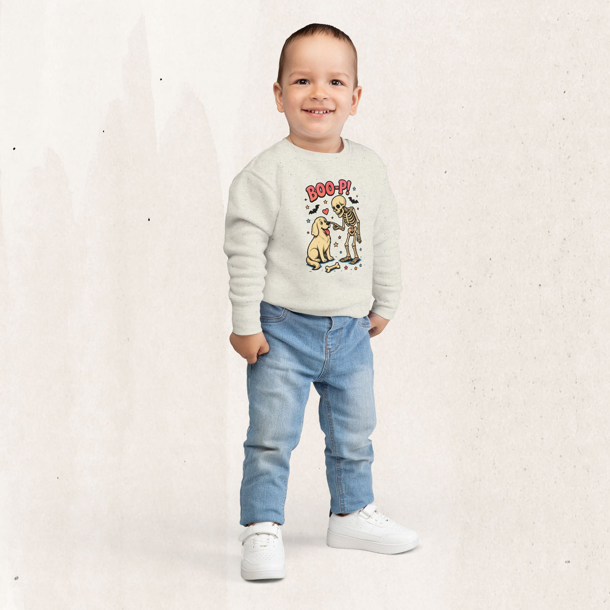 Skeleton & Puppy “BOO-P!” Toddler Sweatshirt