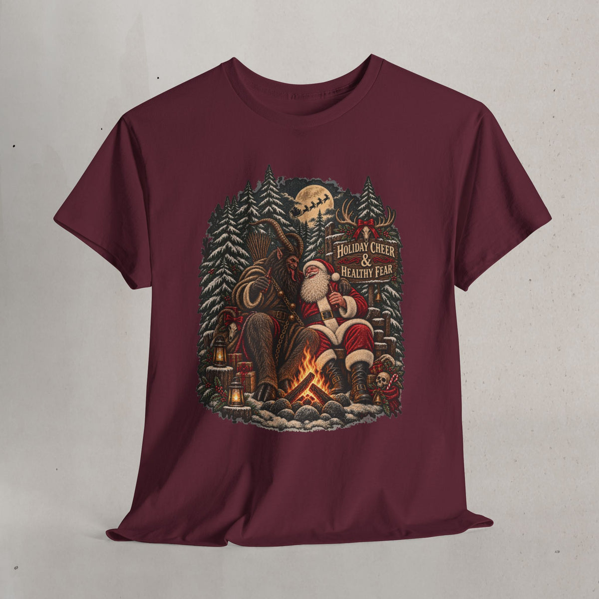 Santa & Krampus Camping Graphic Tee