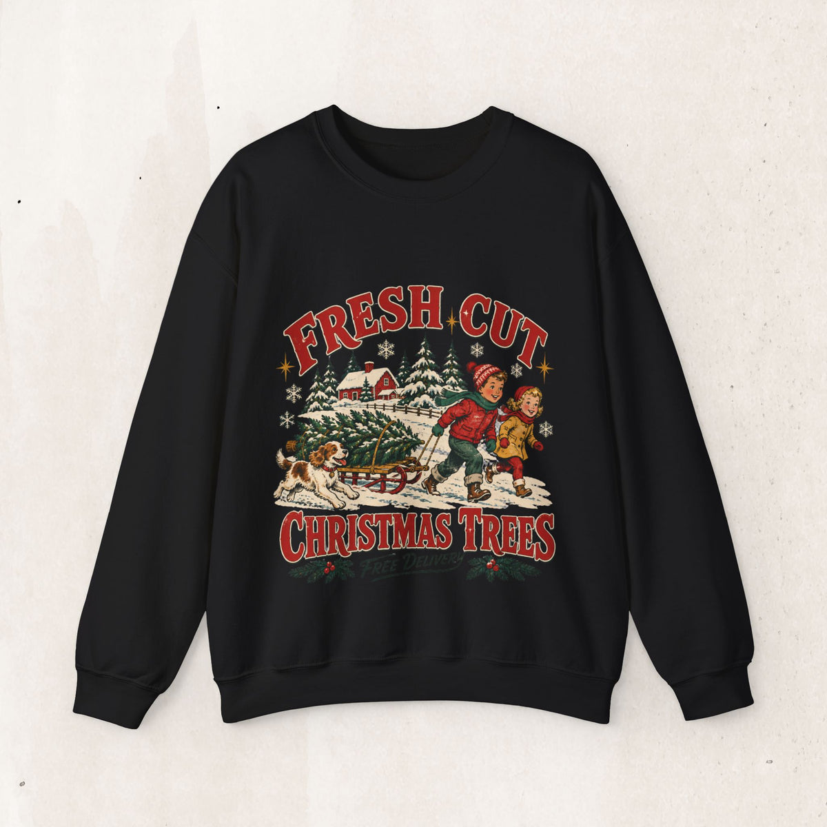Fresh Cut Christmas Trees Sweatshirt, Vintage Christmas Tree Farm Crewneck