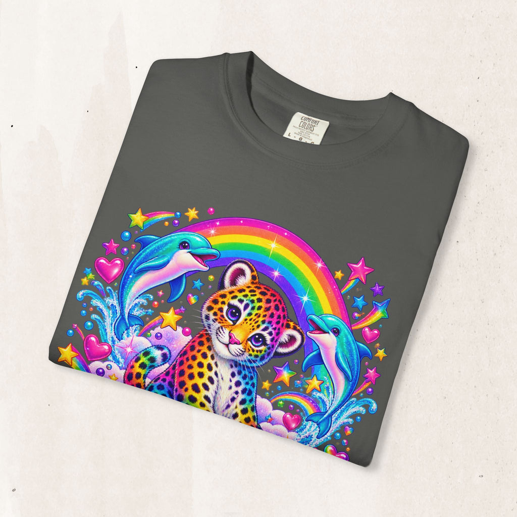Lisa Frank Inspired Leopard Rainbow Tee