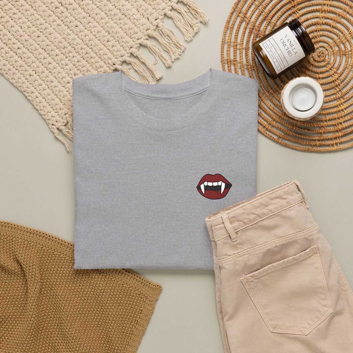 Embroidered Vampire Fangs Tee