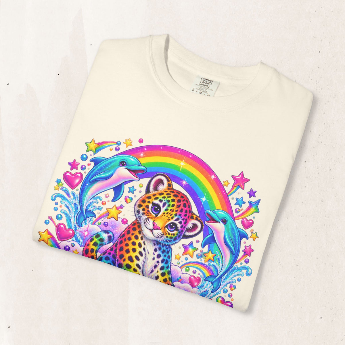 Lisa Frank Inspired Leopard Rainbow Tee