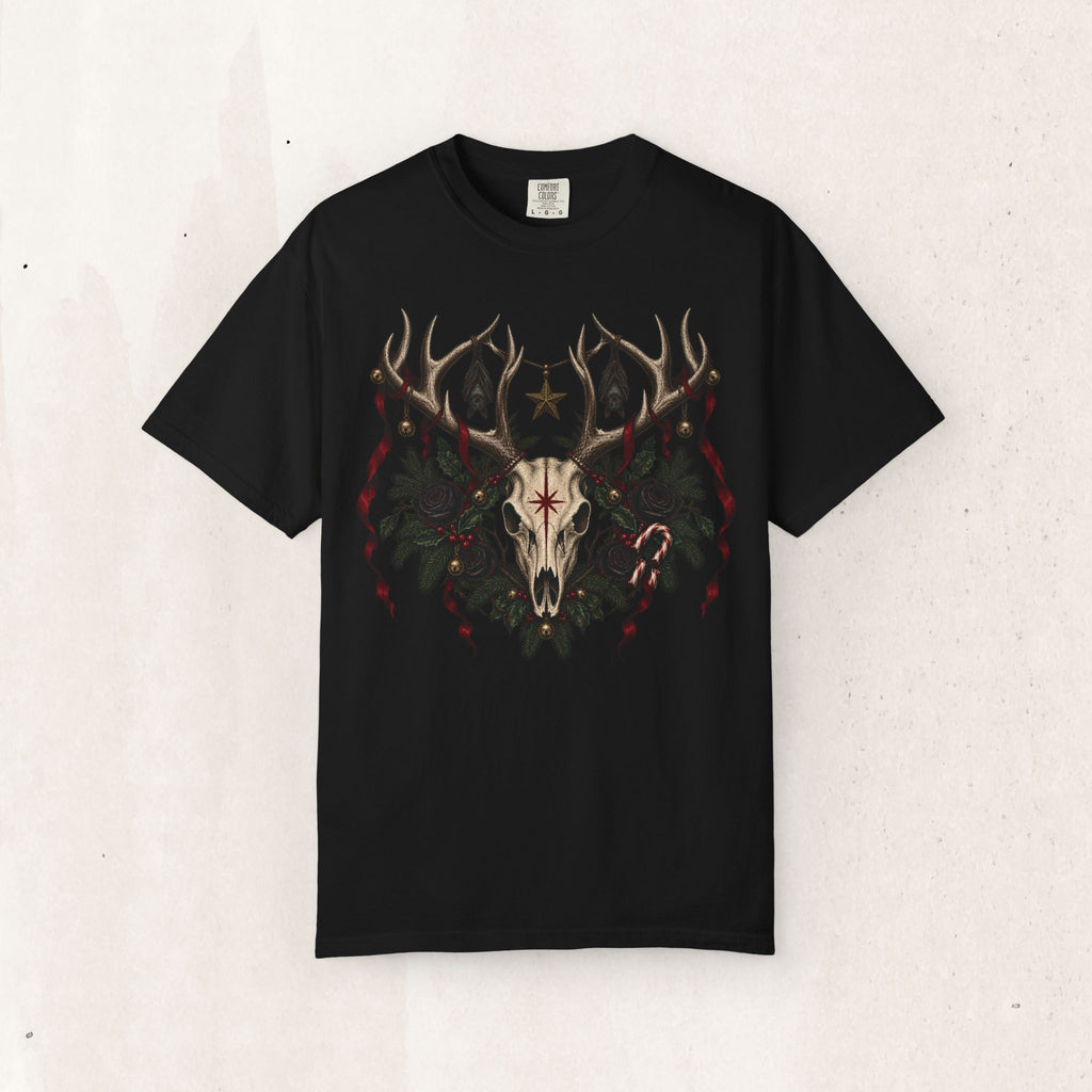 Deer Skull Holiday Wreath T-Shirt