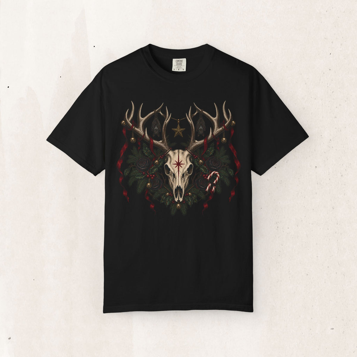 Deer Skull Holiday Wreath T-Shirt