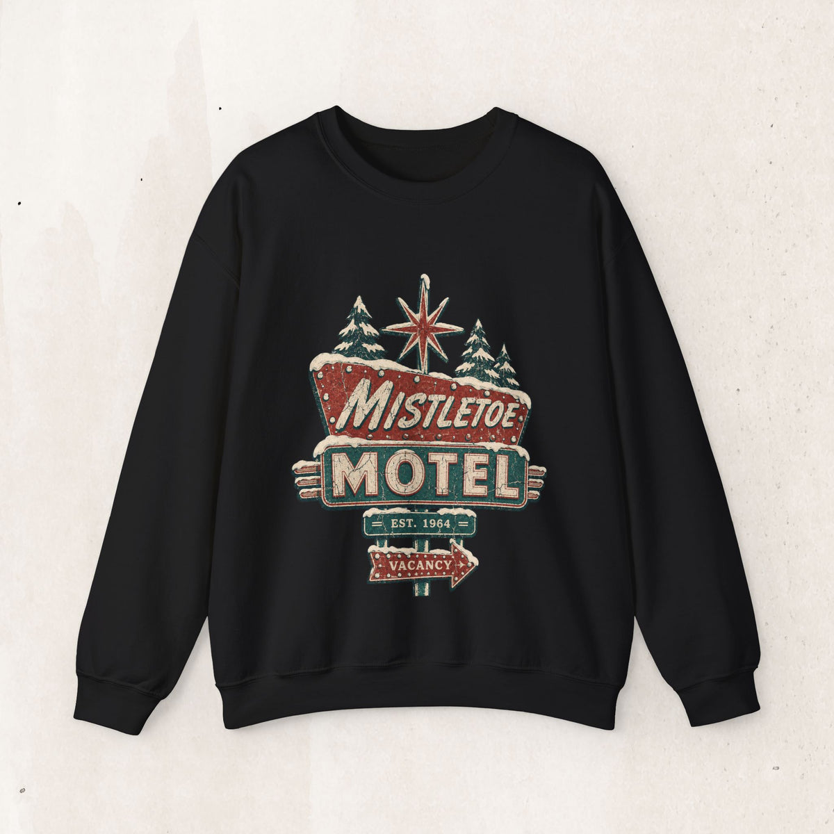 Mistletoe Motel Christmas Sweatshirt, Retro Christmas Motel Sign Crewneck