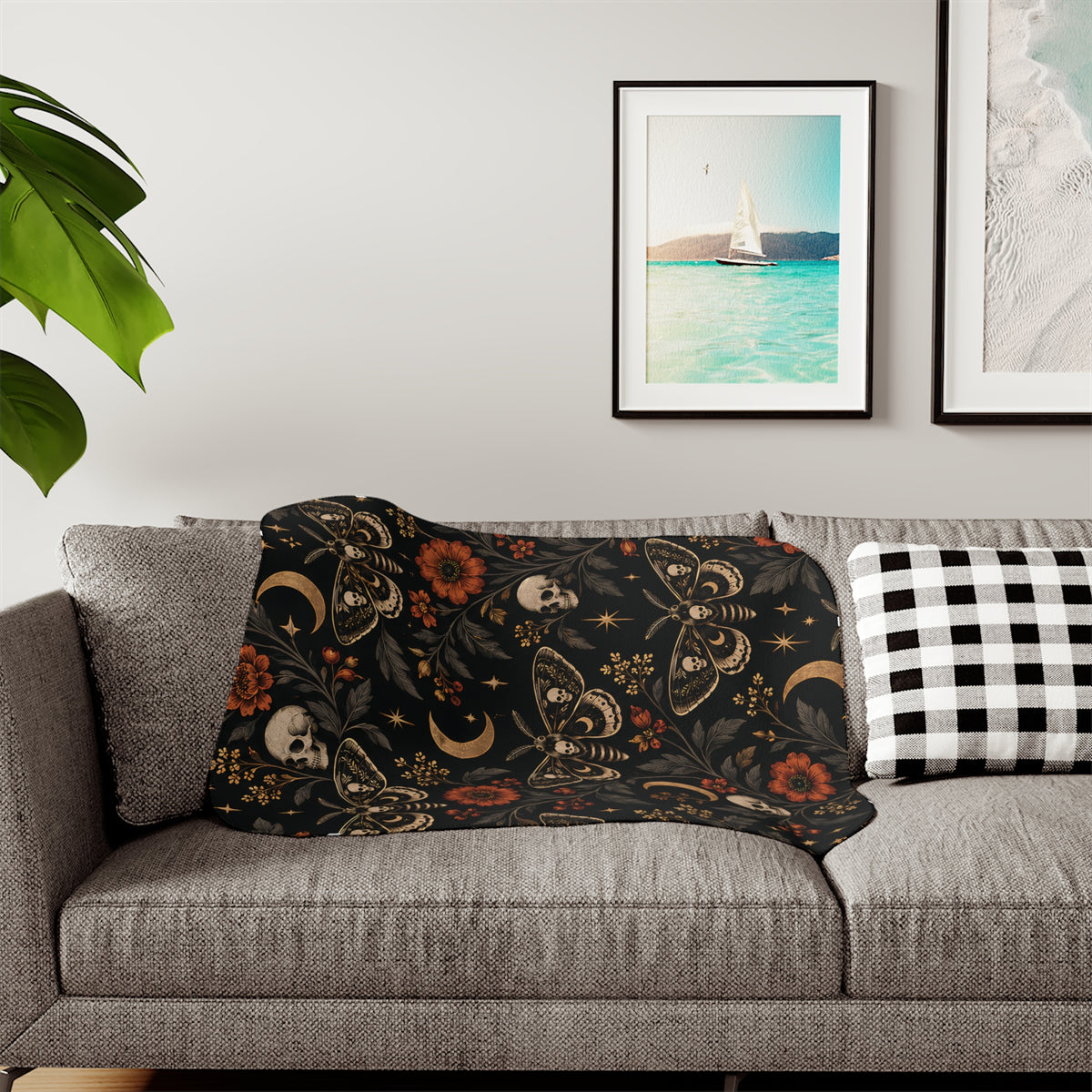 Mystic Moth Sherpa Blanket