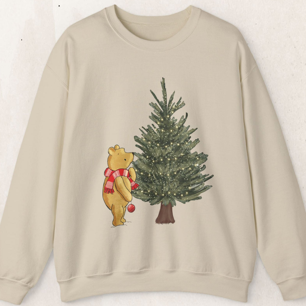 Christmas Winnie the Pooh and Christmas Tree Sweatshirt, Pooh Bear Christmas Crewneck