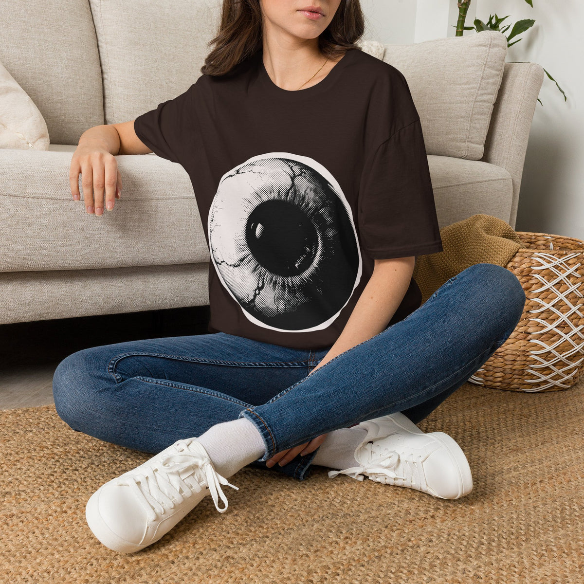 Surreal Eyeball Graphic Tee in Dark Chocolate, alternate view
