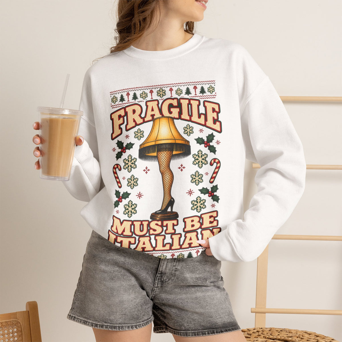 A Christmas Story 'Fragile! Must Be Italian' Sweatshirt in White, alternate view