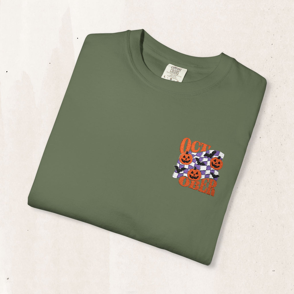 Embroidered Retro "October" Halloween Tee