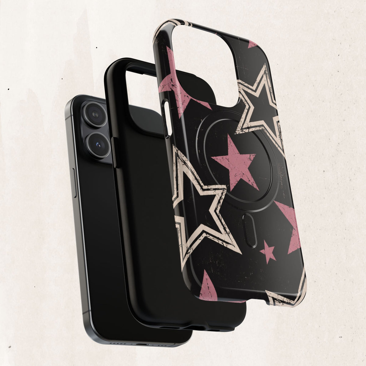 Magnetic Phone Case — Pink Retro Stars Tough Protective Cover Printify