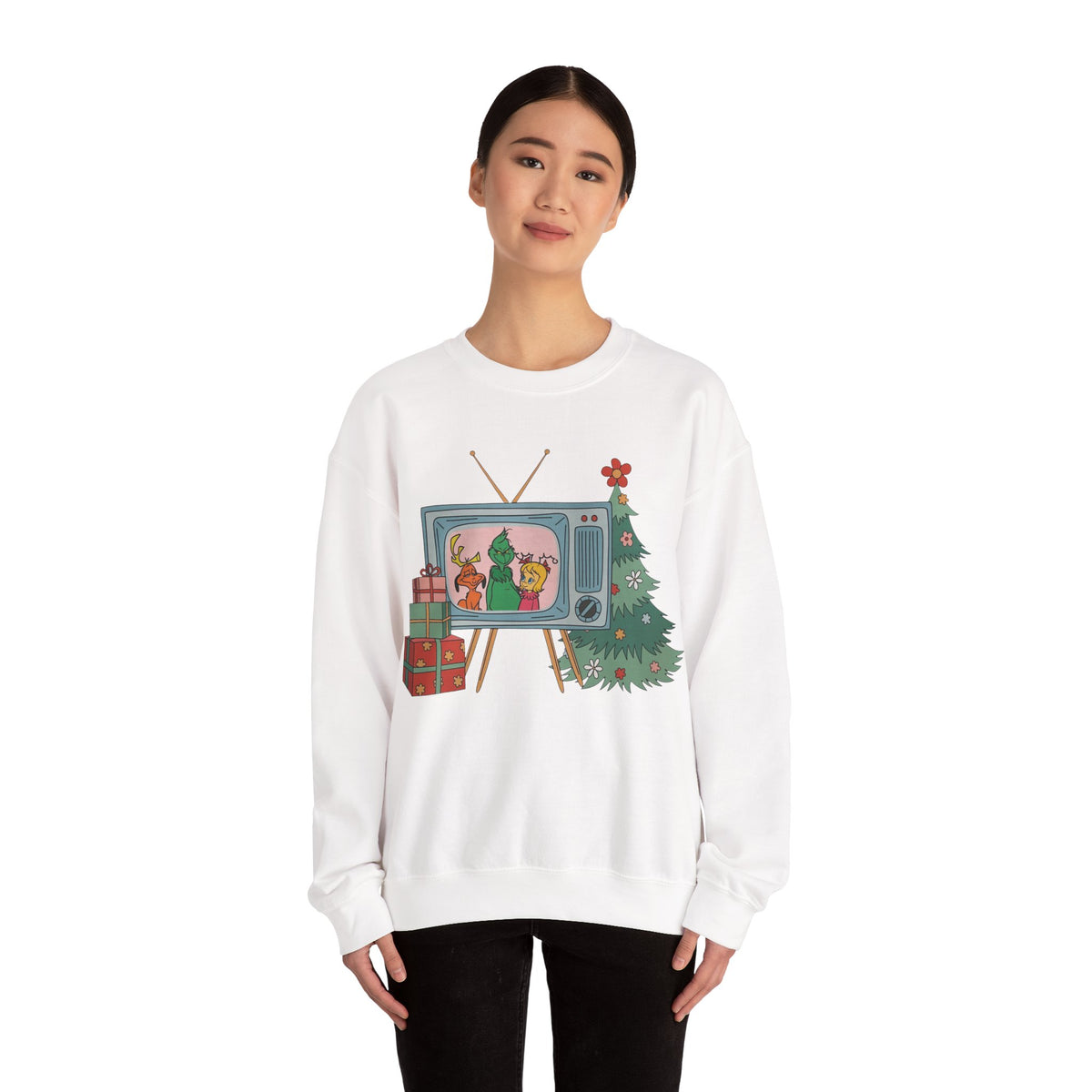 Vintage Christmas TV Sweatshirt, Retro Christmas Crewneck