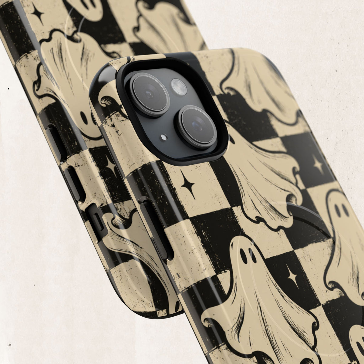 Ghost Checker Tough Magnetic Phone Case — Retro Spooky iPhone Cover Printify