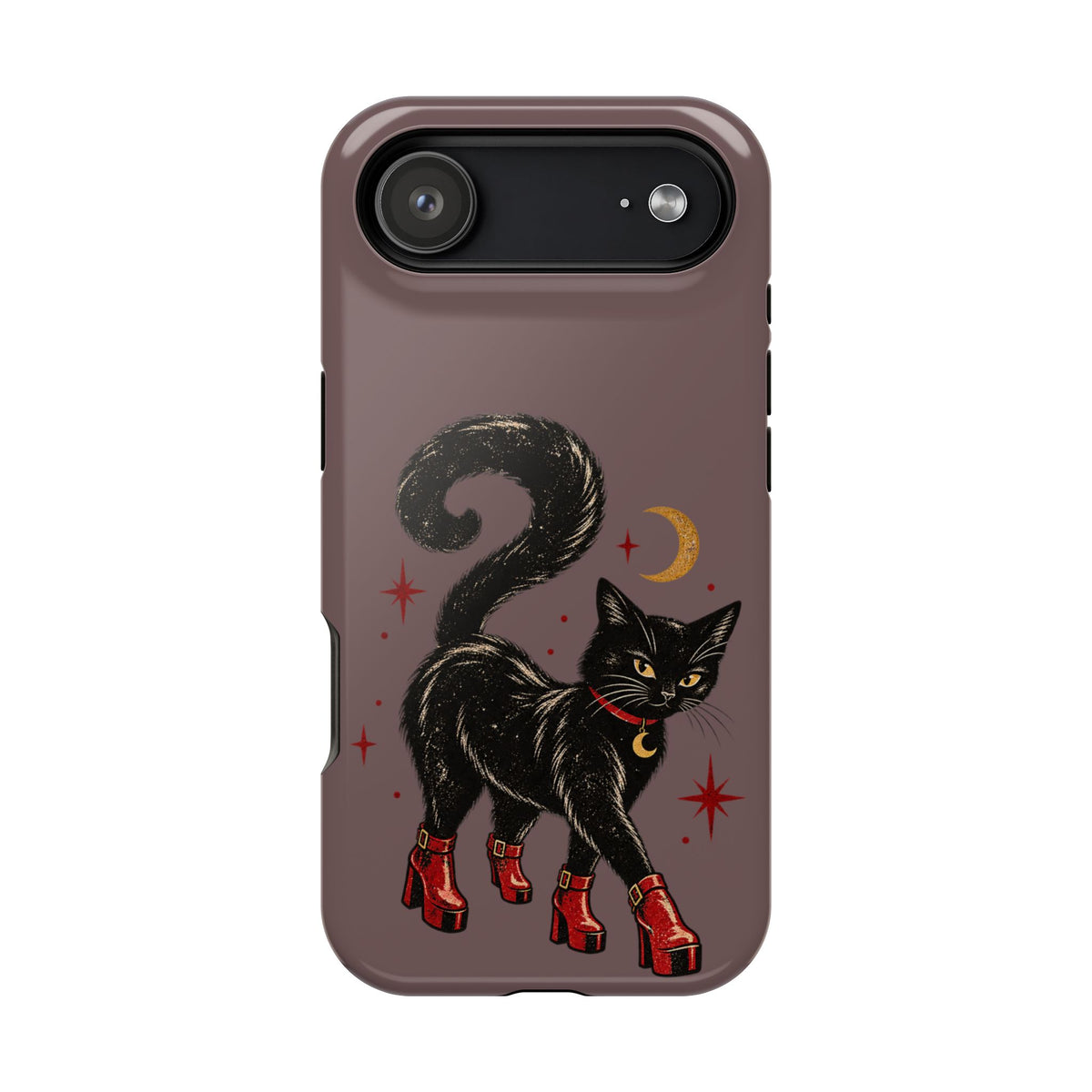 Black Cat in Red Boots MagSafe Phone Case, alternate view