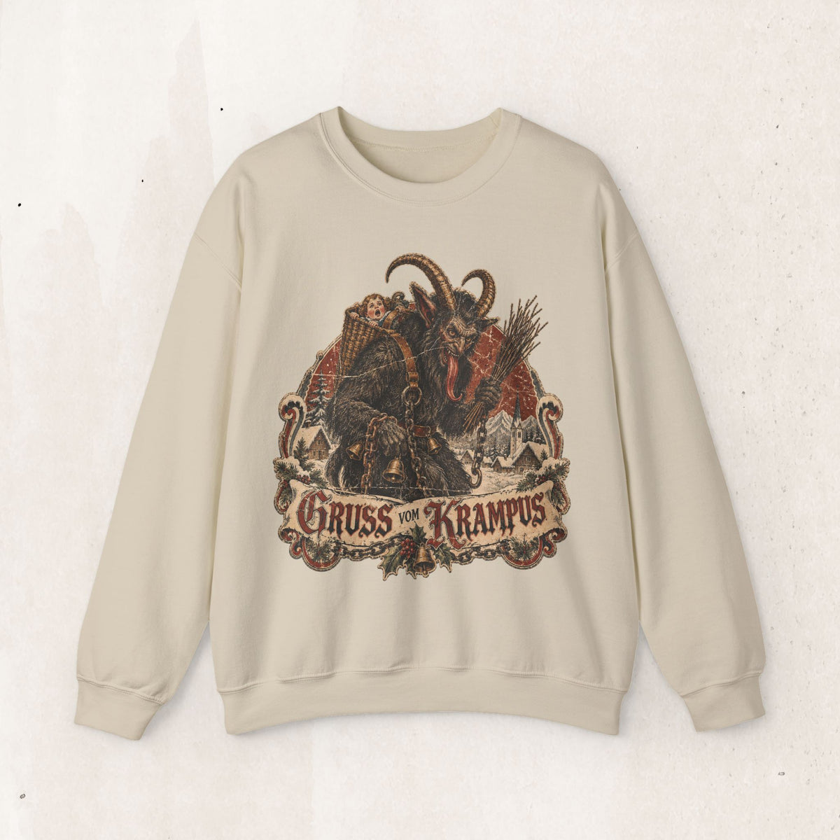 Gruss Vom Krampus Christmas Sweatshirt, Gothic Krampus Crewneck