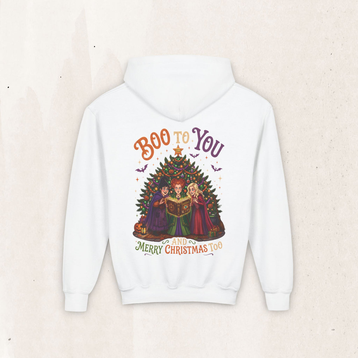 Youth Hoodie — “Boo to You and Merry Christmas Too” Sanderson Sisters
