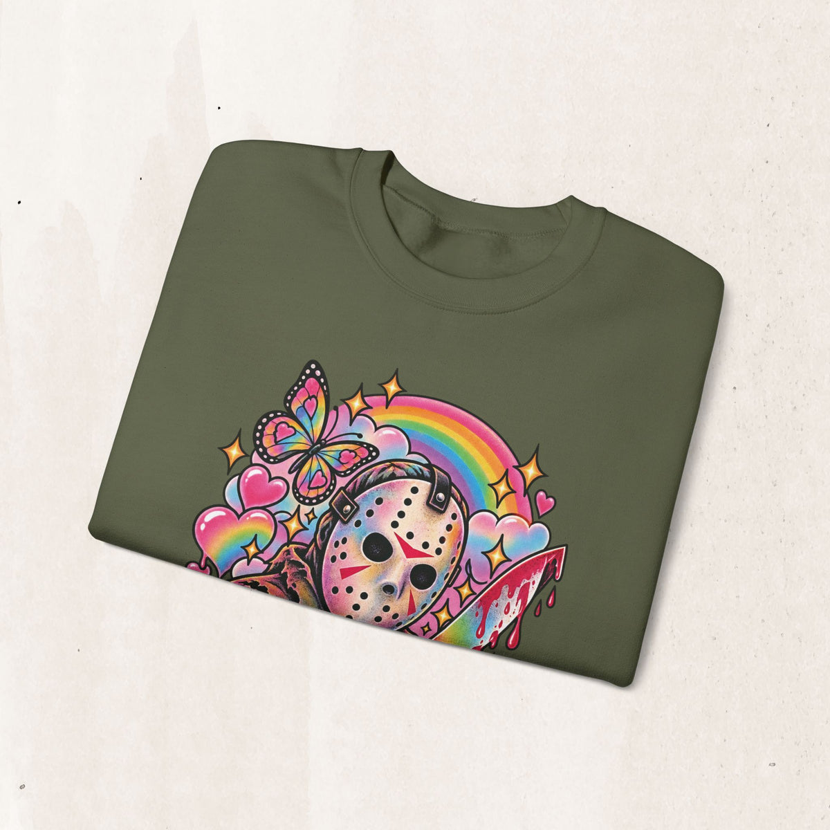 Jason Mask Rainbow Horror Crewneck Sweatshirt