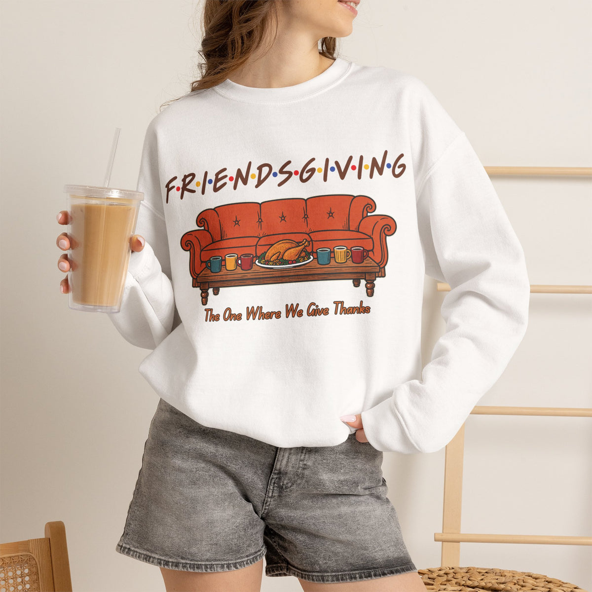 Friendsgiving: The One Where We Give Thanks Crewneck Sweatshirt Printify
